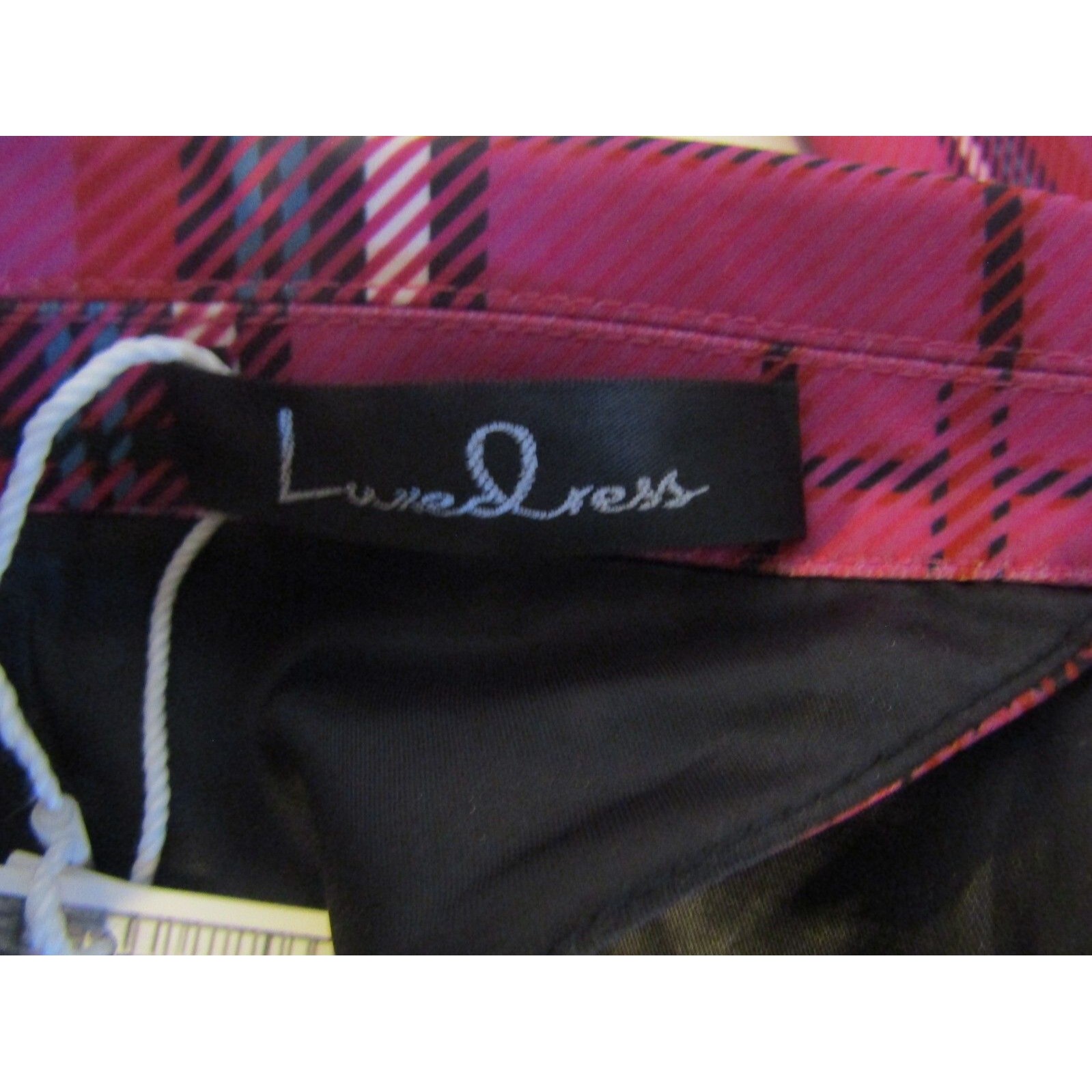 Luxedress Opal Blazer Pink Plaid Lined Rhinestones Pockets Retail $167 Size M — image 8 of 8